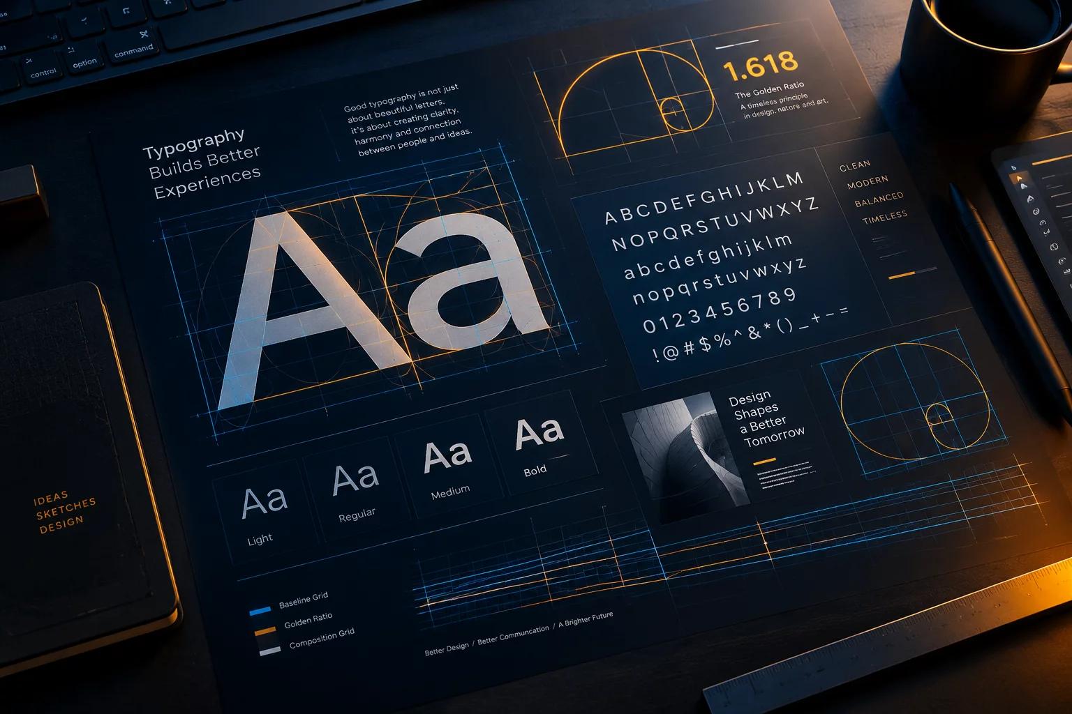 Affinity visual hierarchy structure and grid guide